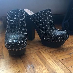 ✨ Miu Miu Black Studded Leather Clogs ✨